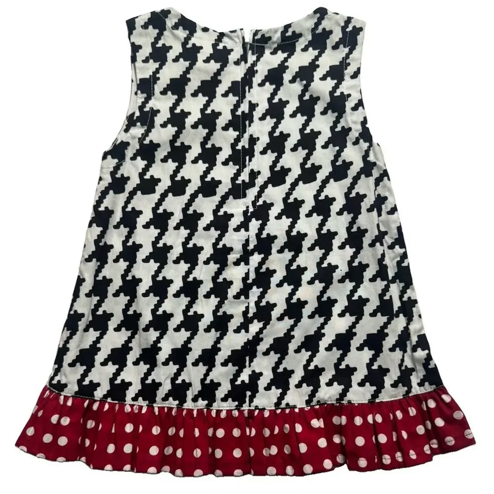 Frumpy Rumps Girls Dress 24M Black White Houndstooth Red Polka Dot Ruffle